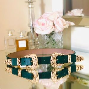 Double Buckle Forest Green Belt